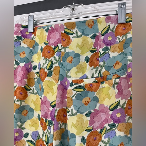 NEW Zara Floral Wide Leg High Waist Pant SMALL Pink Yellow Blue - Picture 13 of 13